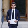 Le Premier ministre, Gabriel Attal, s'exprime à Matignon après les résultats du second tour des élections législatives, le 7 juillet 2024. (LUDOVIC MARIN / AFP)