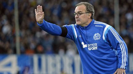 L'entra&icirc;neur de l'OM, Marcelo Bielsa, le 15 mars 2015, lors du match Marseille-Lyon, au stade V&eacute;lodrome, &agrave; Marseille. (  MAXPPP)