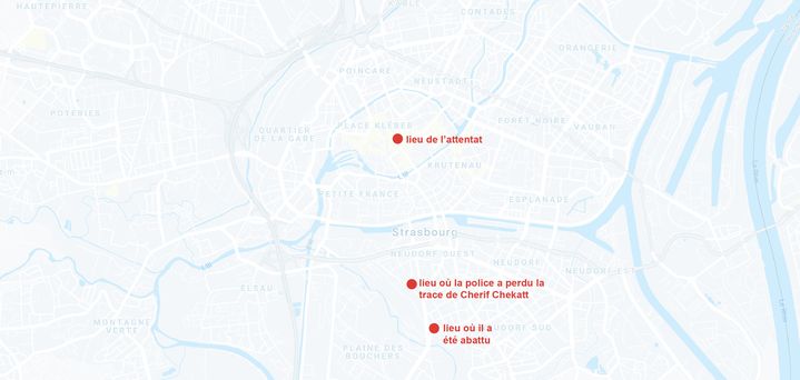 Chérif Chekatt, l'auteur de l'attentat du marché de Noël à Strasbourg, a été tué par les forces de l'ordre&nbsp;le 13 décembre 2018 dans le quartier du&nbsp;Neudorf. (GOOGLE MAPS / FRANCEINFO)