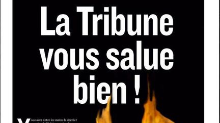 Capture d'&eacute;cran de la une de "La Tribune" du 30 janvier 2012, derni&egrave;re &eacute;dition papier du quotidien &eacute;conomique. (FTVi)