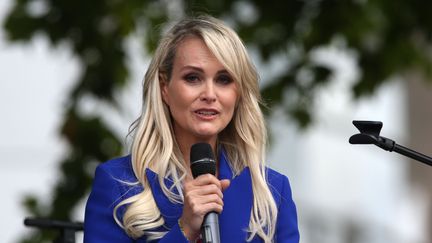 Laeticia Hallyday à l'inauguration de la place Johnny-Hallyday à Toulouse (Haute-Garonne), le 15 juin 2019. (ALAIN ROBERT / HAEDRICH JEAN-MARC / SIPA)