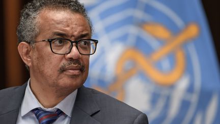 Tedros Adhanom Ghebreyesus, directeur général de l'Organisation mondiale de la santé, lors d'une conférence de presse, le 3 juillet 2020. (FABRICE COFFRINI / POOL)