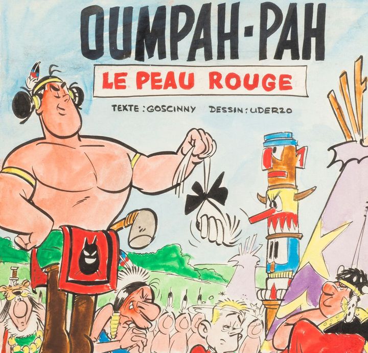 Albert Uderzo, Oumpah-Pah le Peau rouge  Maquette complète de couverture pour l’édition originale de l’album 1961 Crayon, encre de Chine et aquarelle OUMPAH-PAH® 
 (2017 LES EDITIONS ALBERT RENE / GOSCINNY – UDERZO)