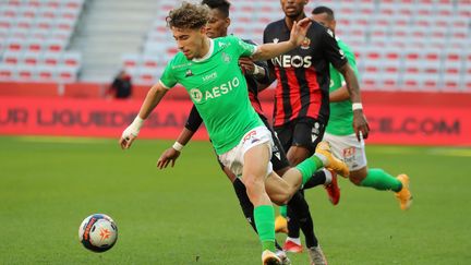 Adil Aouchiche avec Saint-Etienne contre Nice, le 31 janvier 2021 (VALERY HACHE / AFP)