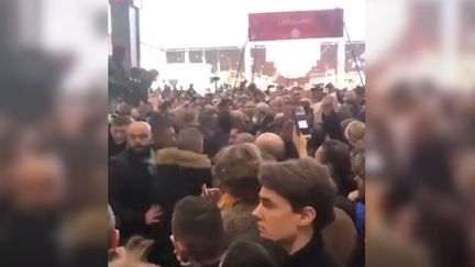 Des huées contre Emmanuel Macron au Salon de l'agriculture, en février 2018. (EMMANUEL LECHYPRE /TWITTER)