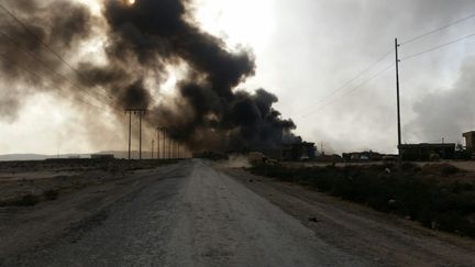 Arrivée à Qayyarah, à soixante kilomètres au sud de Mossoul. (LAURENT MACCHIETTI / RADIO FRANCE)