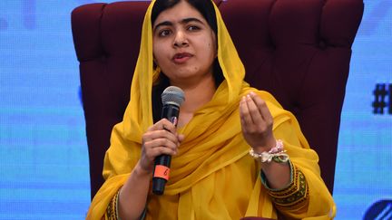 L'activiste Malala Yousafsai lors d'une conférence au Mexique, jeudi 31 août 2017.&nbsp; (CARLOS TISCHLER / NURPHOTO / AFP)