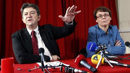 Jean-Luc Mélenchon accuse le PS d'entraver la constitution d'un groupe FG à l'Assemblée. (THOMAS SAMSON / AFP)