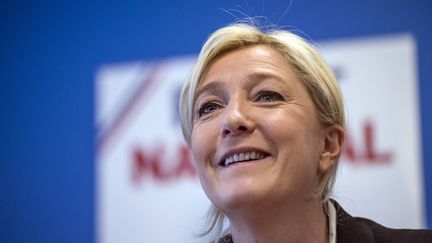 La pr&eacute;sidente du FN, Marine Le Pen, le 27 mai 2014 &agrave; Nanterre (Hauts-de-Seine). (FRED DUFOUR / AFP)