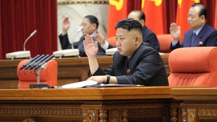 Le dirigeant nord-cor&eacute;en Kim Jong-Un, le 31 mars 2013. (KCNA VIA KNS / AFP)