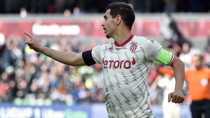 Wissam Ben Yedder après son but face à Metz, le 3 avril 2022 au Stade Saint-Symphorien. (JEAN-CHRISTOPHE VERHAEGEN / AFP)