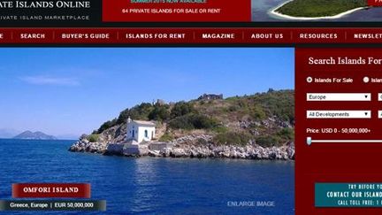 Annonce pour la vente d'une île en Grèce pour la modique somme de 50 millions d'euros. (privateislandsonline.com)