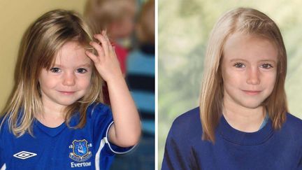 Les enqu&ecirc;teurs britanniques ont diffus&eacute; une photo de Maddie vieillie par ordinateur. Disparue en 2007, &agrave; l'&acirc;ge de 4 ans (photo de gauche), elle serait aujourd'hui &acirc;g&eacute;e de 9 ans (photo de droite travaill&eacute;e &agrave; l'ordinateur). (TERI BLYTHE / AP / SIPA / AP)