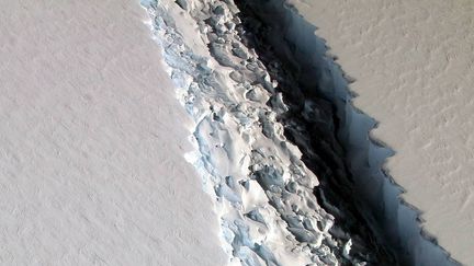 La Nasa a photographié une faille de plus de 90 m de large sur la plateforme glacière Larsen C, dans l'Antarctique, le 10 novembre 2016. (NASA /John Sonntag)