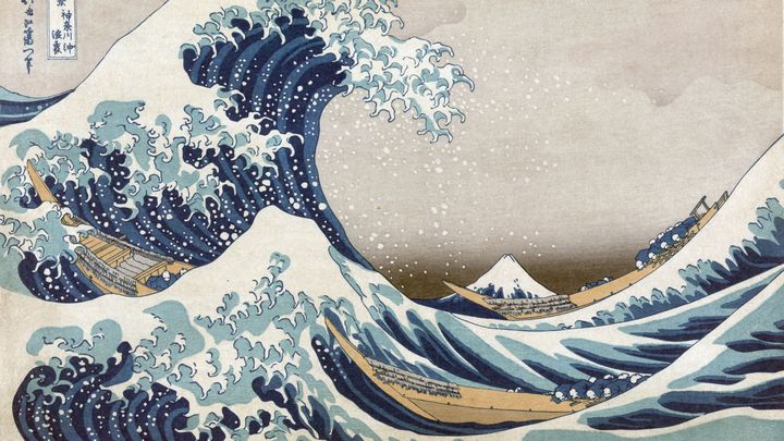 La célèbre vague du peintre japonais Katsushika Hokusai, de la série 