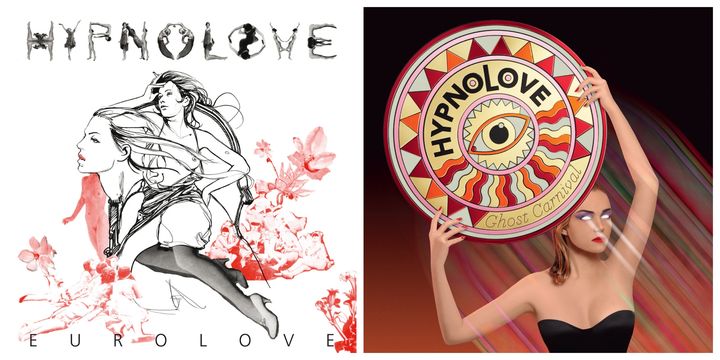 Deux pochettes d'albums Hypnolove : Eurolove (2006) à droite et Ghost Carnival (2013) à gauche. (Hypnolove - Record Makers)