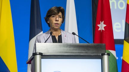 La ministre des Affaires étrangères, Catherine Colonna, le 13 décembre 2023, à Genève (Suisse). (JEAN-GUY PYTHON / AFP)