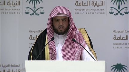 Le procureur général adjoint et porte-parole du procureur saoudien, le 15 novembre 2018 à Riyad (Arabie saoudite). (SAUDI BROADCAST AUTHORITY / AFP)