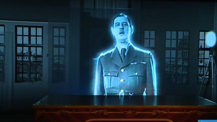 un des deux hologrammes du gl de Gaulle à Colombley (France 3 Champagne-Ardenne O. Mayer)