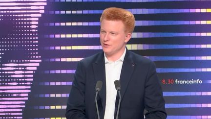 Adrien Quatennens, coordinateur national de La France insoumise, était mercredi 4&nbsp;mai l’invité du 8h30 franceinfo.&nbsp; (FRANCEINFO / RADIOFRANCE)