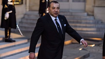 Le roi du Maroc, Mohammed VI, &agrave; l'Elys&eacute;e, &agrave; Paris, le 9 f&eacute;vrier 2014.&nbsp; (  MAXPPP)