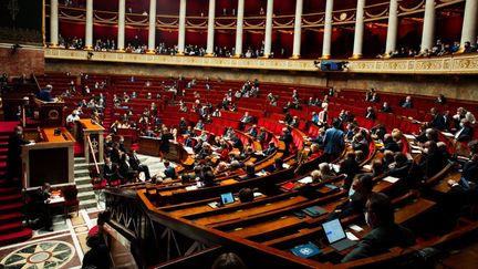 Vue d'ensemble sur l'hémicycle de l'Assemblée Nationale mardi 30 novembre 2021. (CHRISTOPHE MICHEL / HANS LUCAS / AFP)