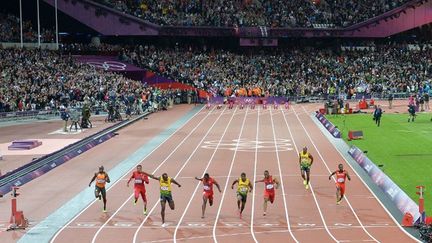 La course du 100 m remportée par Usain Bolt