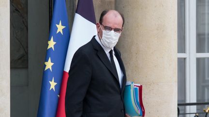 Le Premier ministre, Jean Castex, à la sortie du Conseil des ministres, le 21 avril 2021, au palais de l'Elysée, à Paris. (ANDREA SAVORANI NERI / NURPHOTO)