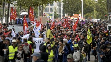 Manifestation intersyndicale à Lyon mardi 5 octobre 2021. (MAXIME JEGAT / MAXPPP)