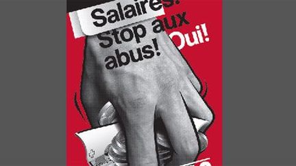 L'affiche choc en faveur de l'initiative sur la limitation des hauts salaires en Suisse. (juso)