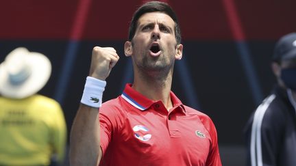 Novak Djokovic lors de l'ATP Cup en février 2021. (DAVID GRAY / AFP)