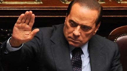 Le président du Conseil italien Silvio Berlusconi lors du vote de confiance à son gouvernement, le 28 septembre 2010 (AFP/ANDREAS SOLARO)