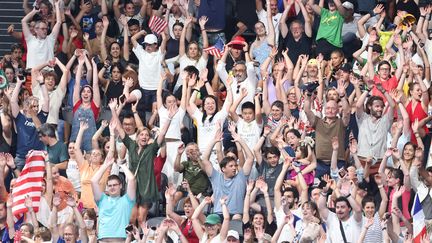 Le public de la Paris La Défense Arena lors des épreuves de natation aux Jeux olympiques de Paris 2024, le 30 juillet 2024. (LP / FRED DUGIT / MAXPPP)