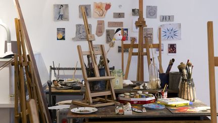 La réplique de l'atelier de Joan Miro à Majorque visible à Londres à partir du 21 janvier 2016 et jusqu'au 12 février.
 (Justin Tallis / AFP)