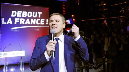 Nicolas Dupont-Aignan, le 19 avril 2017 à Paris. (THOMAS SAMSON / AFP)