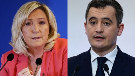 Marine Le Pen et Gérald Darmanin. (THOMAS SAMSON / MARTIN BUREAU / AFP)