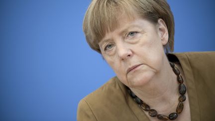 La chanceli&egrave;re allemande,&nbsp;Angela Merkel, lors d'une conf&eacute;rence de presse &agrave; Berlin, le 18 juillet 2014. (STEFAN BONESS / IPON / SIPA)