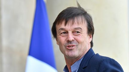 Le ministre de la Transition écologique Nicolas Hulot arrive à l'Elysée, le 16 avril 2018. (MUSTAFA YALCIN / ANADOLU AGENCY / AFP)