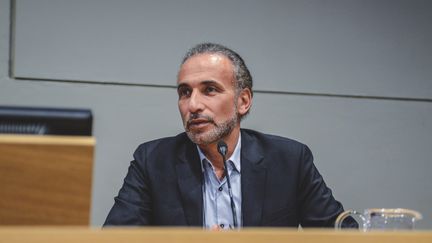 Tariq Ramadan à Turin en Italie lors de la cinquième édition de la "'Biennale Democrazia'", le 2 avril 2017. (ALESSANDRO BOSIO/PACIFIC PRESS/ZUMA/REA)