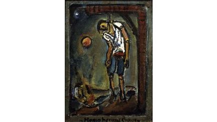 Homo Homini Lupus (Le pendu). L&#039;homme est un loup pour l&#039;homme. Peint en 1944, ce tableau est un cri de révolte de Georges Rouault contre les horreurs de la guerre.
 (Centre Pompidou, MNAM-CCI, Dist. RMN / Droits réservés © ADAGP, Paris 2012)