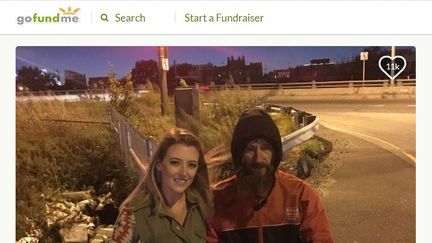 Capture d'écran de la page GoFundMe de Kate McClure, pour récolter des fonds afin d'aider&nbsp;Johnny Bobbit Jr, un vétéran sans-abri.&nbsp; (KATE MCCLURE / GOFUNDME)