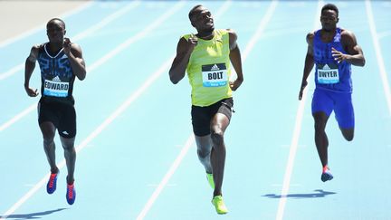 Usain Bolt lors du 200m à New-York (AL BELLO / GETTY IMAGES NORTH AMERICA)