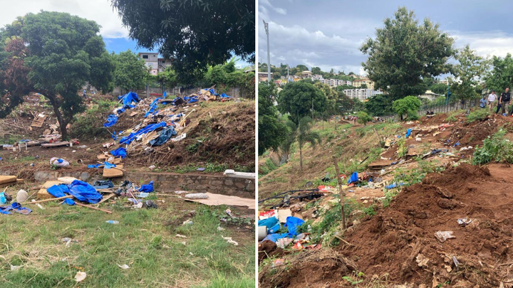 L'ancien camp de migrants de Cavani, à Mamoudzou, après son démantèlement. (PREFET MAYOTTE / X)