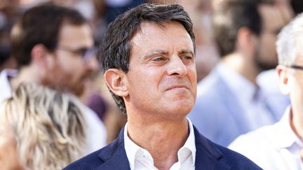 Manuel Valls lors d'une manifestation contre l'indépendance de la Catalogne, le 27 octobre 2019 à Barcelone (Espagne). (XAVIER BONILLA / AFP)