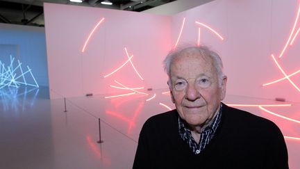 François Morellet le 28 février 2011 au Centre Pompidou, où une rétrospective lui était consacrée
 (Pierre Verdy / AFP)