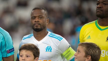 Patrice Evra lors du match d'Europa Ligue contre Vitoria Guimaraes, le 19 octovre 2017. (BERTRAND LANGLOIS / AFP)