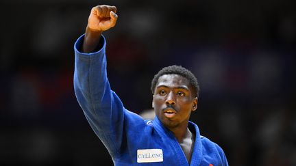 Joan-Benjamin Gaba pendant les championnats du monde de judo, le 14 mai 2023 à Doha (Qatar). (MILLEREAU PHILIPPE / KMSP / AFP)