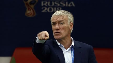 Le sélectionneur de l'équipe de France, Didier Deschamps, lors du huitième de finale de la Coupe du monde contre l'Argentine, le 30 juin 2018 à&nbsp;Kazan, en Russie. (MEHDI TAAMALLAH / NURPHOTO)