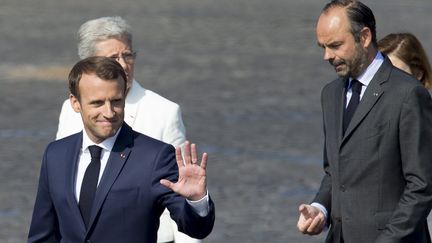 Emmanuel Macron et Edouard Philippe, le 14 juillet 2018, à Paris. (LEON TANGUY / MAXPPP)