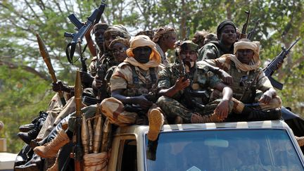 Des soldats tchadiens&nbsp;pr&ecirc;ts &agrave; partir au Mali, le 2 janvier 2013&nbsp;&agrave; Damara&nbsp;(R&eacute;publique centrafricaine). (SIA KAMBOU / AFP)